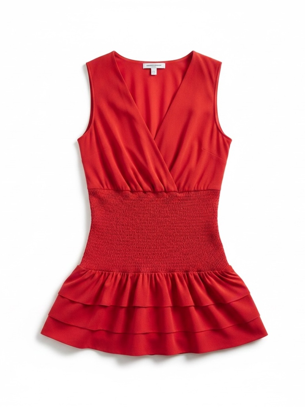 Amanda Uprichard Mini Dress Sleeveless Smocked Elastic Ruffle, Party